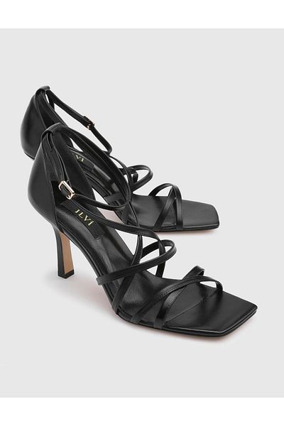 İLVİ Lundvall Genuine Leather Women's Black Heeled Sandals
