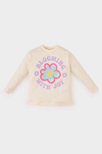 DeFacto Baby Girl Crew Neck Floral Long Sleeve T-Shirt E2951A525Sp