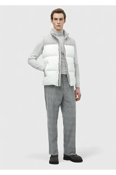 Ramsey Beyaz Regular Fit Dik Yaka Casual Dokuma Spor Yelek