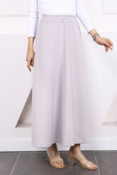 İmajButik Fusta evazată cu scuba cu talie gri