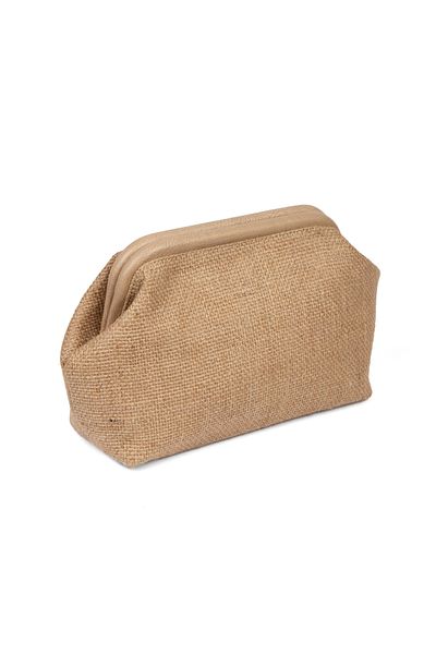 BAHELS Portofoliu și geantă clutch din iuta cu paie detaliată din nurcă