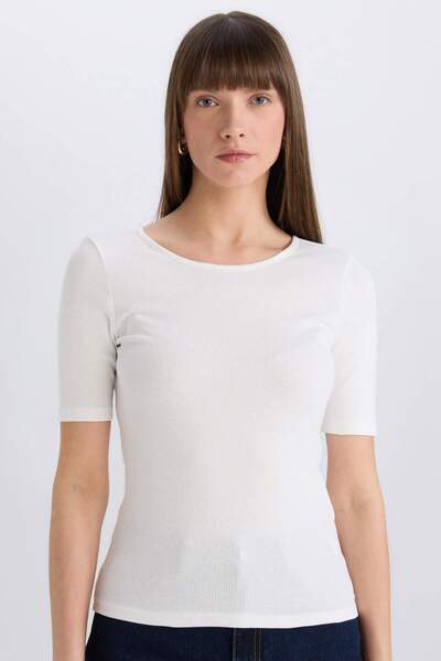 DeFacto Μπλουζάκι με κοντό μανίκι με λαιμόκοψη E5776AX25SP