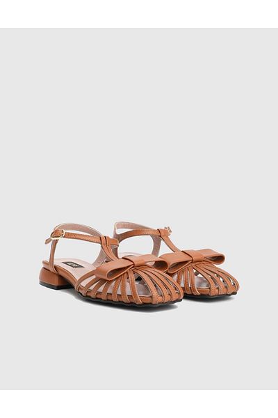 İLVİ Hesper Genuine Leather Women's Tan Sandals