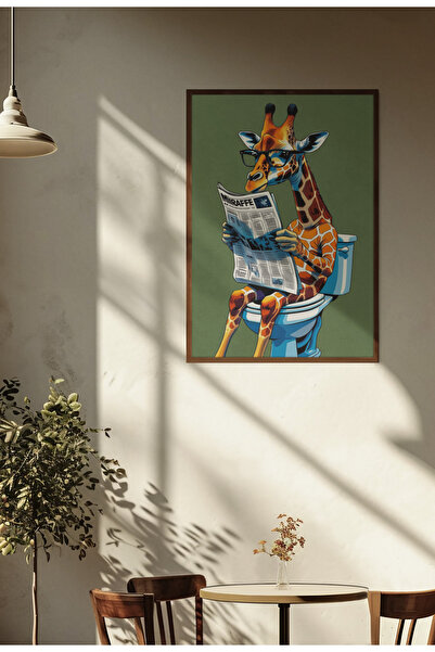 Funzee Gazete Okuyan Zürafa Posteri - Çerçevesiz Poster