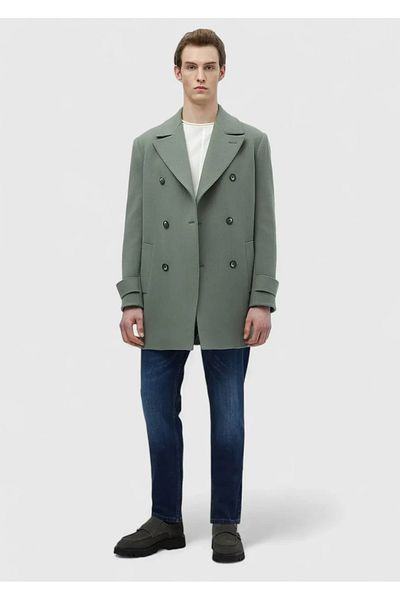 Ramsey Light Green Woven Double Breasted Coat