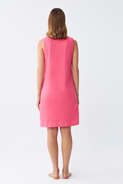 Akbeniz Fuchsia Women's Combed Cotton Nightgown - Thick Straps 14001