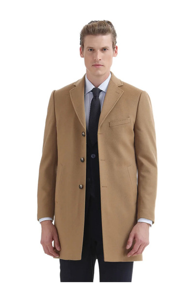 Ramsey Deve Tüyü Regular Fit Kelebek Yaka Klasik Dokuma Palto