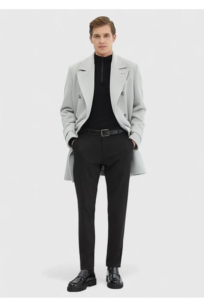 Ramsey Gray Woven Double Breasted Coat