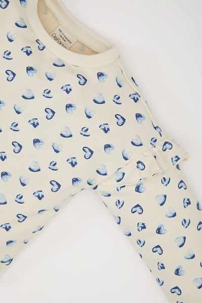 DeFacto Φούτερ Baby Girl Crew με λαιμόκοψη με μοτίβο καρδιάς E0197A525SP