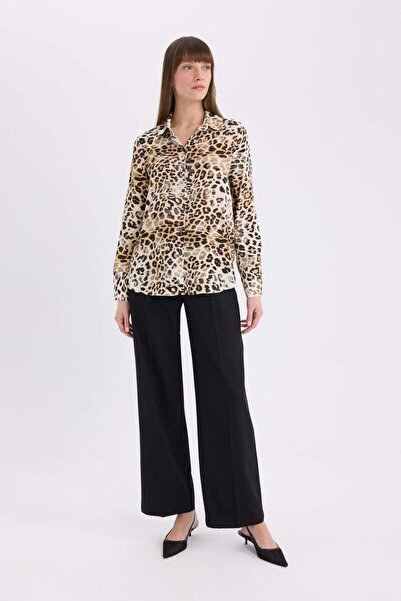 DeFacto Regular Fit Leopar Desenli Uzun Kollu Gömlek I8266AZ25SP