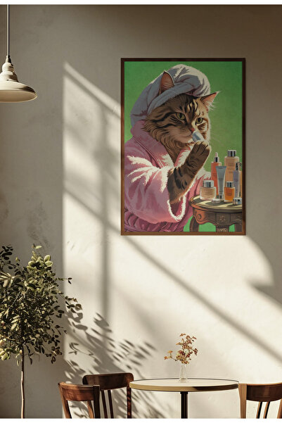 Funzee Cilt Bakımı Yapan Kedi Posteri - Çerçevesiz Poster