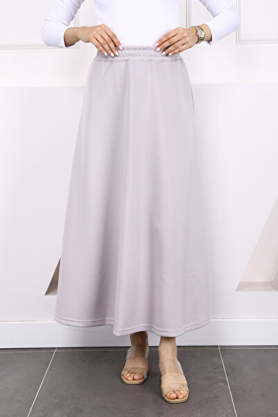 İmajButik Fusta evazată cu scuba cu talie gri