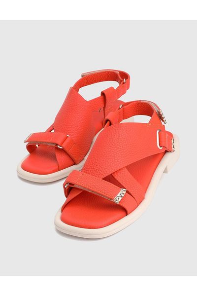 İLVİ Carcee Genuine Leather Orange Women's Sandals