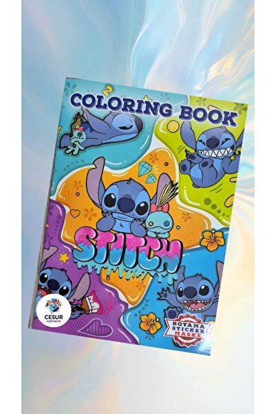 Coloring Book Stich Boyama Kitabı 16 Sayfa Arkası Maske Hediyeli