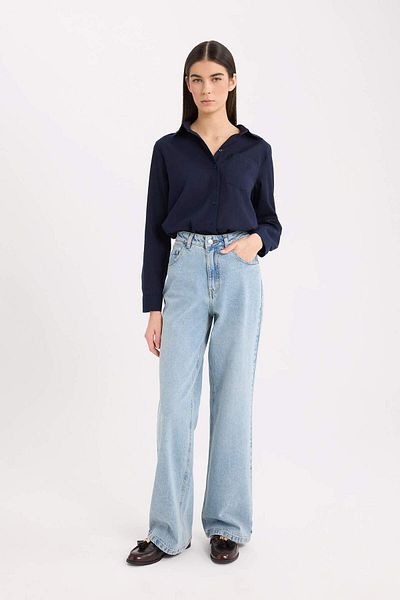 DeFacto Regular Fit Basic Straight Pocket Long Sleeve Shirt W7734Az25Sp