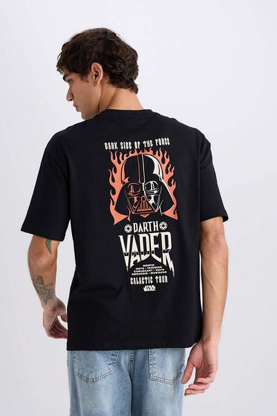 DeFacto 100% Cotton Star Wars Boxy Fit Crew Neck Back Printed Short Sleeve T-Shirt D6786Ax25Sp