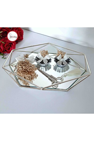 Gelincimherşey Призматично огледално украсено с шокиращо цвете кремаво сребър...