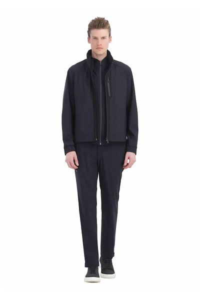 Ramsey Navy Blue Woven Coat