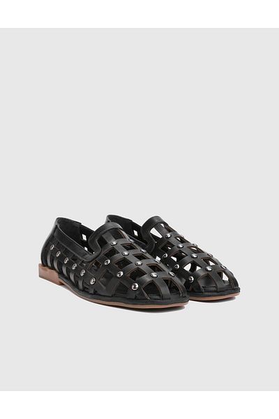 İLVİ Nadzeya Genuine Leather Black Women's Sandals