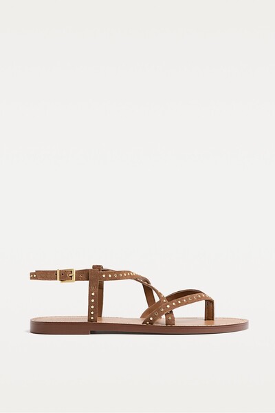 Stradivarius Çivili deri düz sandalet