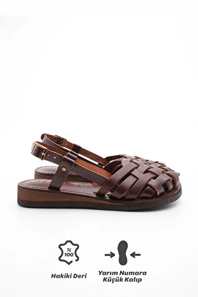 Marjin Γυναικεία σανδάλια από γνήσιο δέρμα Eva Sole Nifat Brown