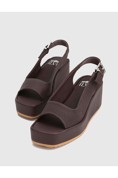 İLVİ Latanya Genuine Leather Women's Brown Heeled Sandals
