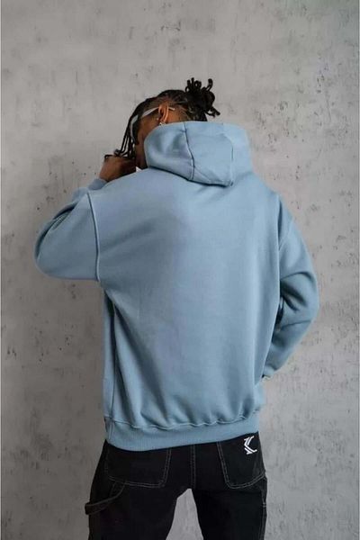 modamtn Men's Embroidered Printed Hooded Sweatshirt - Blue