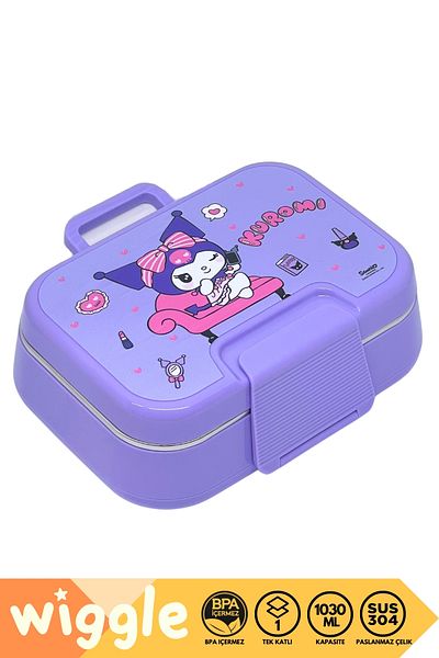 WİGGLE Bento 1030ml Lunchbox Kuromi Licensed Single Layer 2 Compartment Stainless Steel Lunch Box Lunch Box
