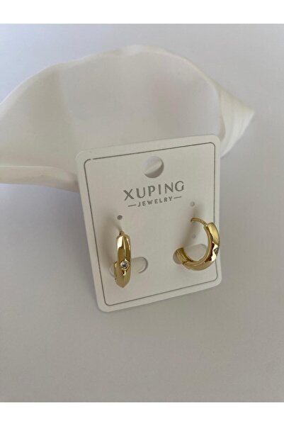 marsel aksesuar Xuping Minimal Nokta Taşlı Gold Küpe