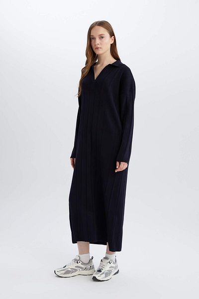 DeFacto Rochie maxi cu guler polo, de bază, relaxată, E2972ax