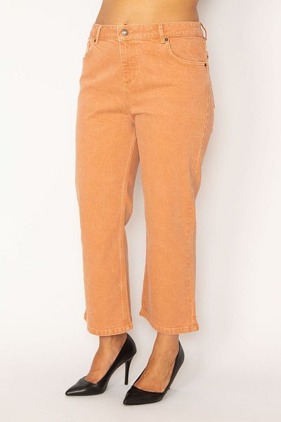 Şans Pantaloni de damă mare, portocalii, cu lungimea gleznelor, cu 5 buzunare 65n34343