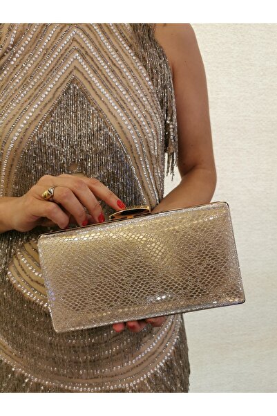 NAZART Women's Snake Gold Gold Evening Dress Clutch Chain Strap Hand Wedding Engagement Night Shoulder Bag