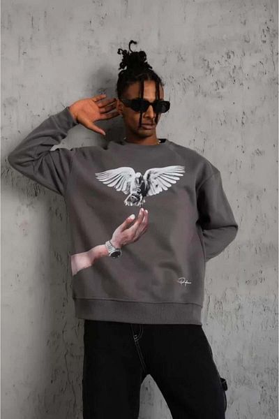 modamtn    Men's Dove Printed Sweatshirt - Gray
