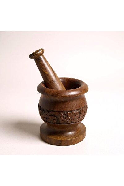 bohoostudio Küçük El Yapımı Gül Ağacı Havan ve Tokmağı-Ahşap Ot Öğütücü-10 cm Baharat Kırıcı-Mutfak Dekoru