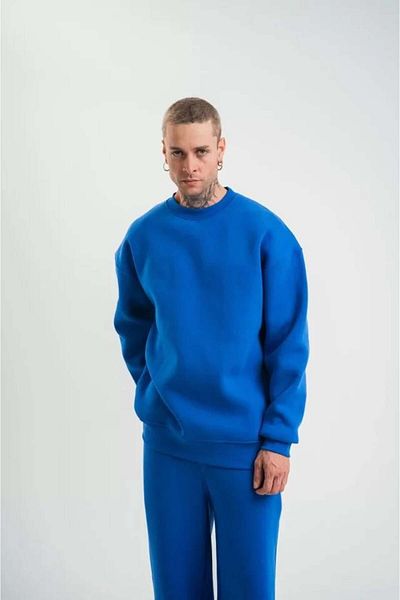 modamtn    Long Sleeve Crew Neck Basic Sweatshirt - Blue