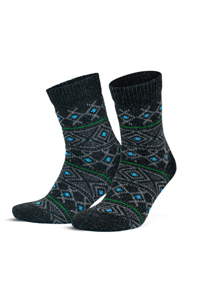 Go With Vintage Desenli Alpaka Yünlü Termal Kışlık Kadın Çorabı 2057