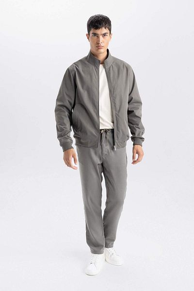 DeFacto Palton cu fermoar cu guler în picioare, slim fit, D7338ax