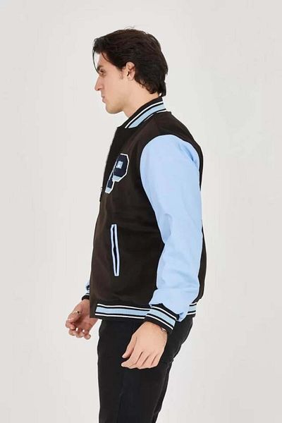 MODA Men's inner fiber and lined sleeves artificial leather jacket - blue
