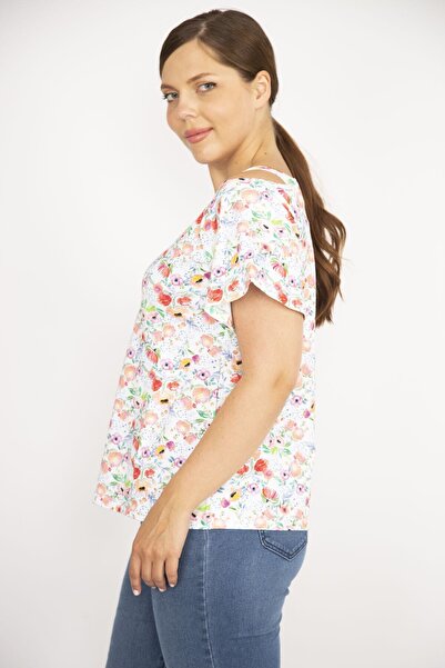 Şans Γυναικεία πολύχρωμη μεγάλη μπλούζα με λουράκι ώμου 65n36599