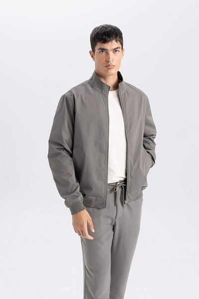 DeFacto Palton cu fermoar cu guler în picioare, slim fit, D7338ax