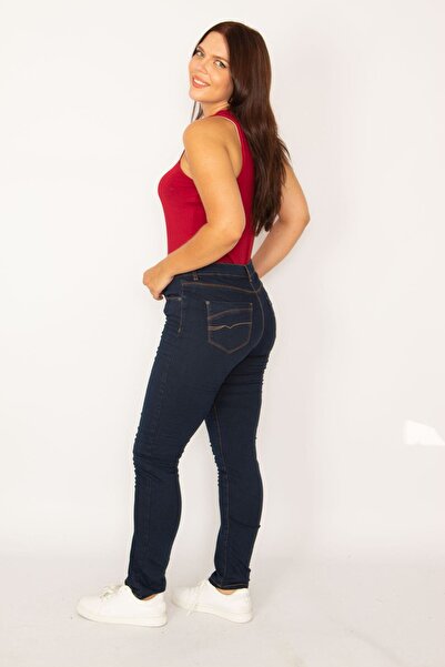 Şans Tekstil Women's Navy Blue 5 Pocket Skinny Jeans 26a34217
