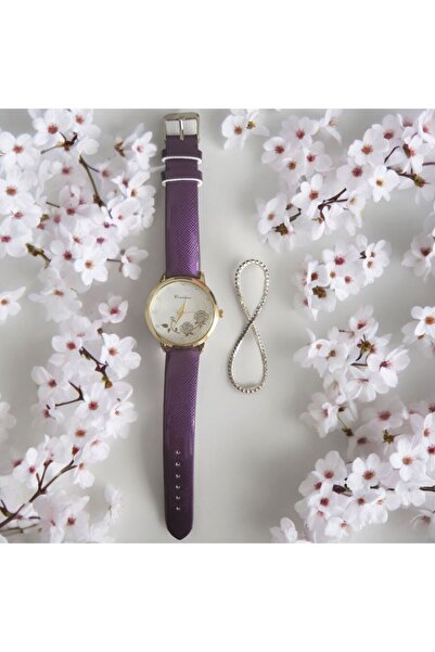 OEM Elegant Women's Watch with Included Bracelet - Purple