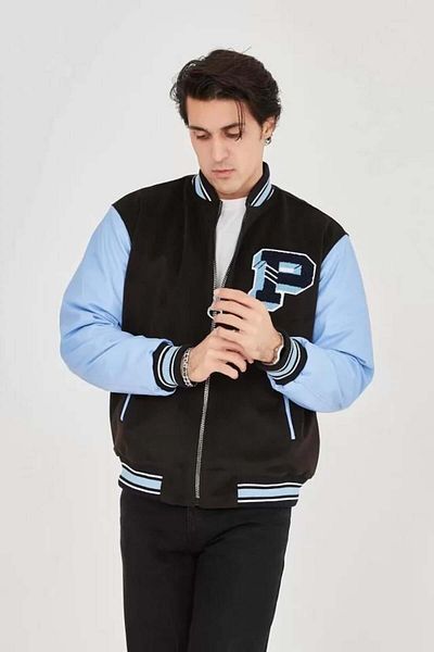 MODA Men's inner fiber and lined sleeves artificial leather jacket - blue