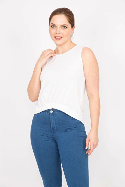 Şans Жіноча блуза великого розміру з еластичним низом спереду та довгим низом ззаду 65n35859