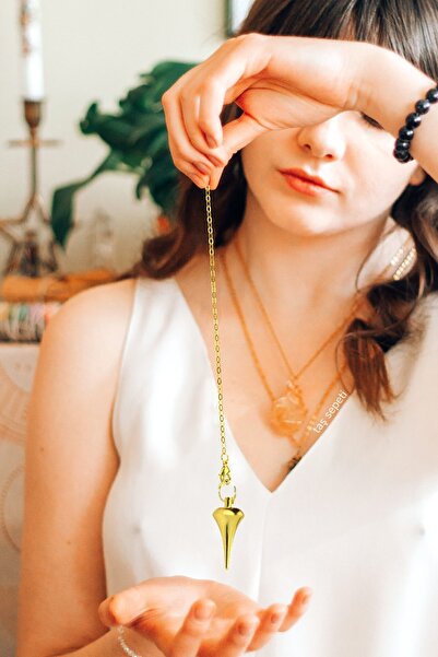 TAŞ SEPETİ Sivri Uçlu Pirinç Sarkaç Enerji Çalışmalarına Özel İnce Ayar Radyestezi Pandül