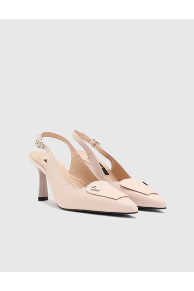 İLVİ Sanchez Genuine Leather Women's Beige Heeled Sandals