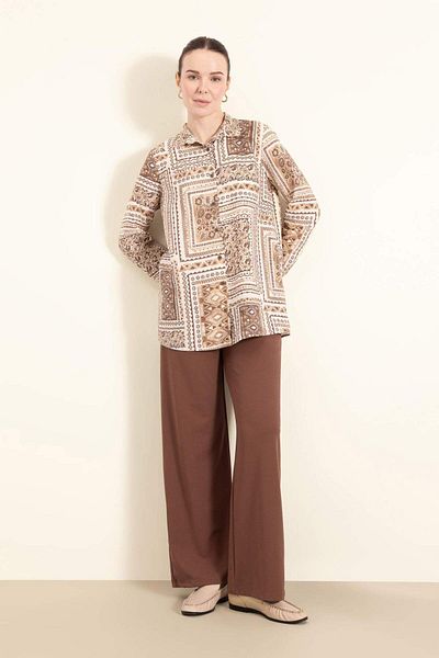 DeFacto Regular Fit Pocket Crepe Wide Leg Palazzo Pants E5759Ax25Sp