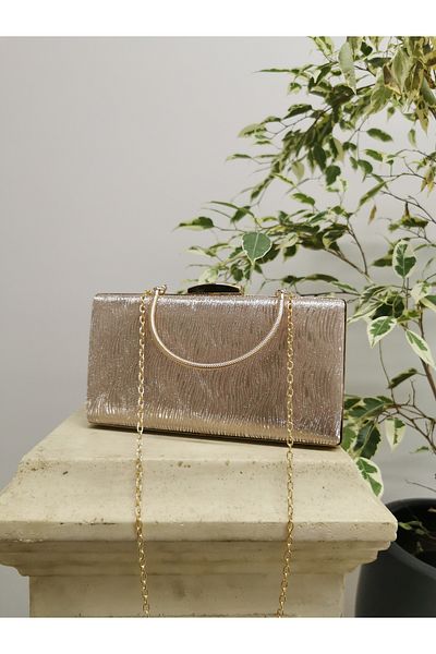 NAZART Women's Wavy Gold Evening Dress Clutch Chain Strap Hand Wedding Engagement Night Shoulder Bag