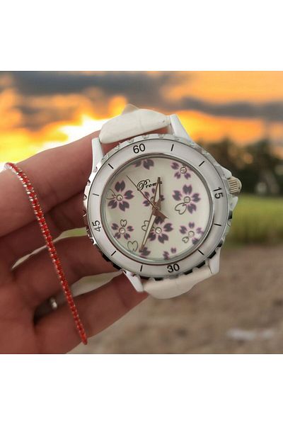 OEM Ceas de damă casual/elegant, cu curea albă și închidere cu cataramă, brățară inclusă
