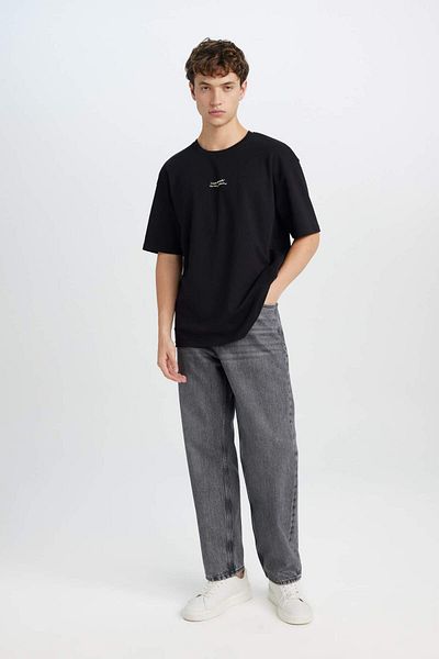 DeFacto Boxy Fit Crew Neck Printed Short Sleeve Heavy Fabric T-Shirt D5494Ax25Sp